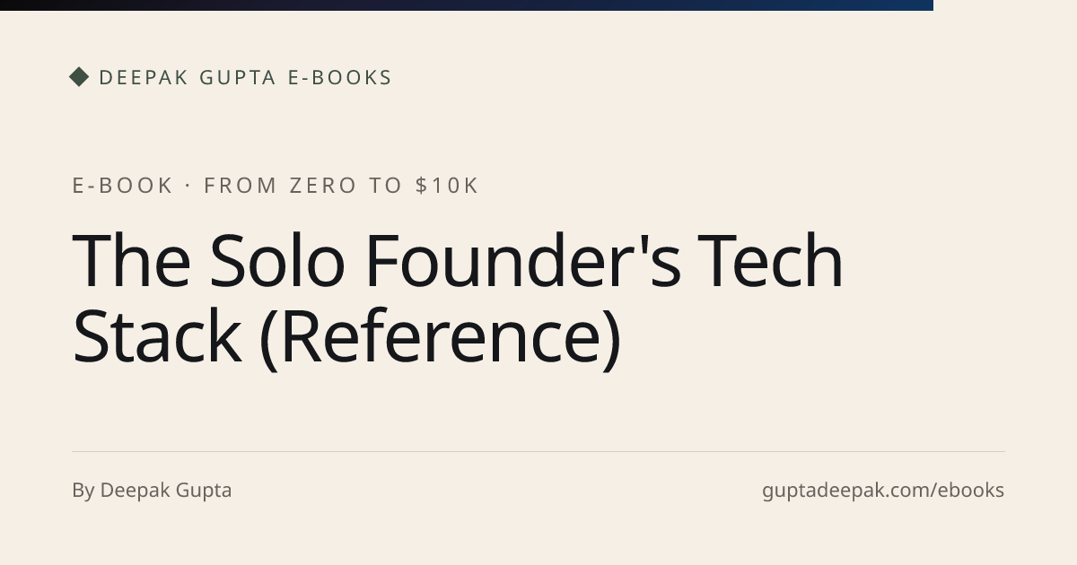 The Solo Founder's Tech Stack (Reference) | From Zero to $10K | Deepak ...