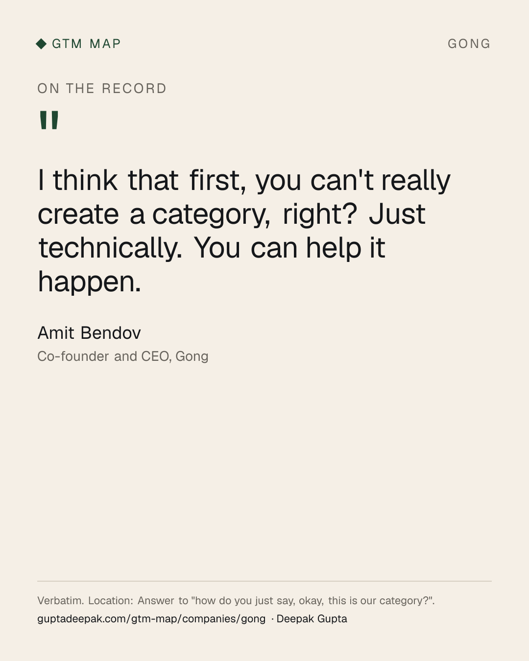 Amit Bendov: I think that first, you can't really create a category, right? Just technically. You can help it happen.