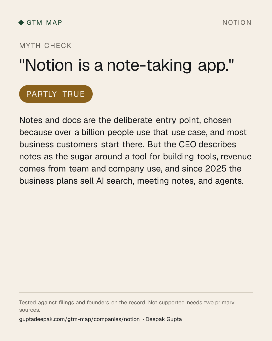 Myth check on Notion: Notion is a note-taking app.