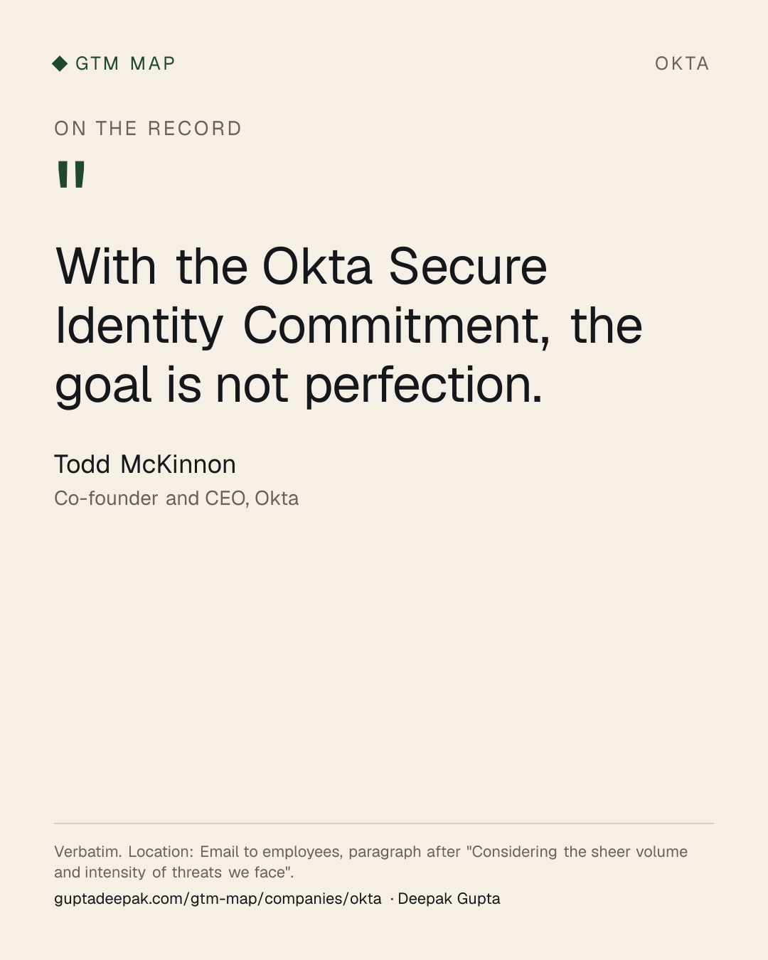 Todd McKinnon: With the Okta Secure Identity Commitment, the goal is not perfection.