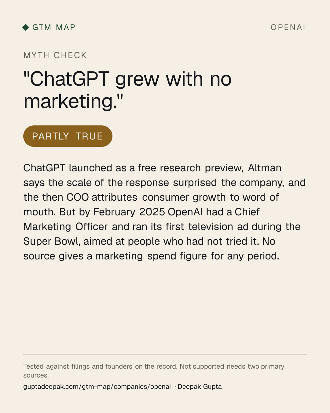 Myth check on OpenAI: ChatGPT grew with no marketing.