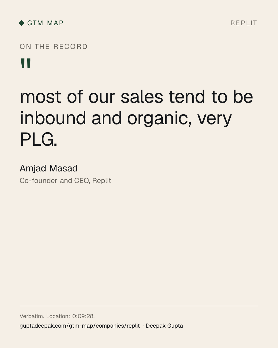 Amjad Masad: most of our sales tend to be inbound and organic, very PLG.