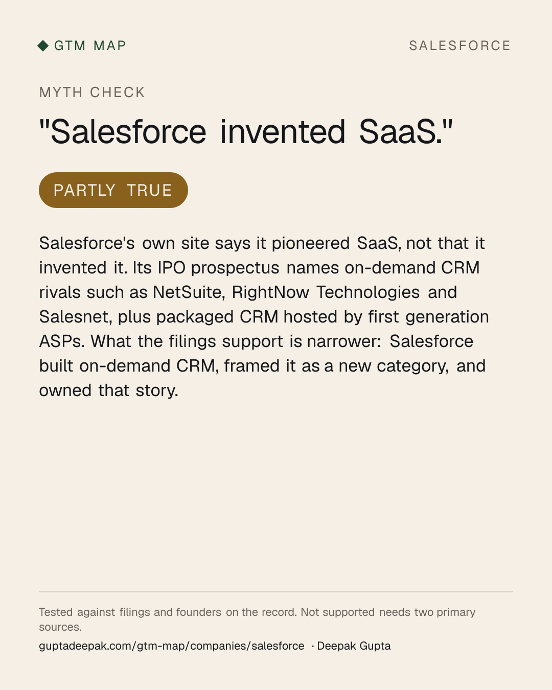 Myth check on Salesforce: Salesforce invented SaaS.