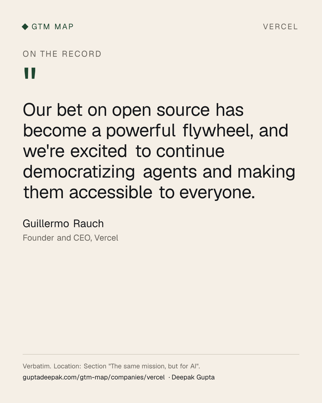 Guillermo Rauch: Our bet on open source has become a powerful flywheel, and we're excited to continue democratizing agents and making them accessible to everyone.